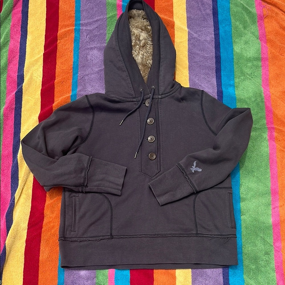American Eagle Outfitters Gray Sweatshirt with Cozy Hood Vintage AE